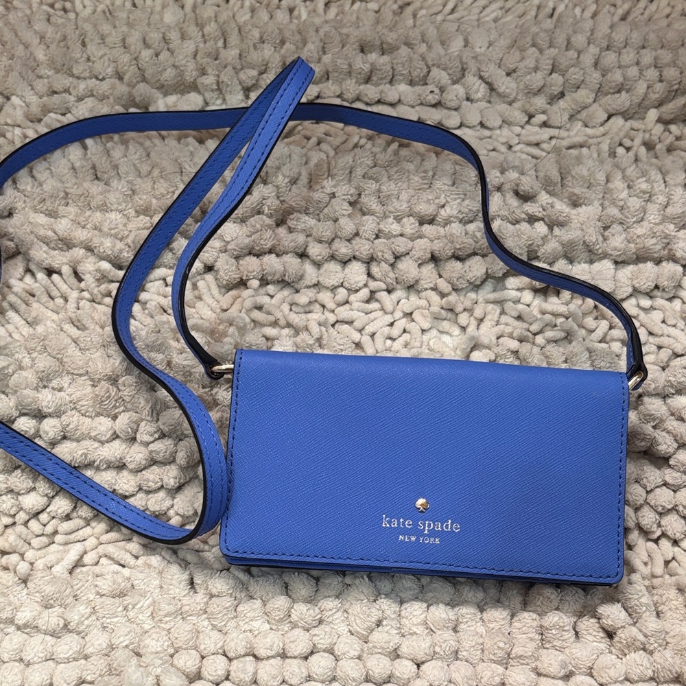 kate spade blue leather crossbody wallet